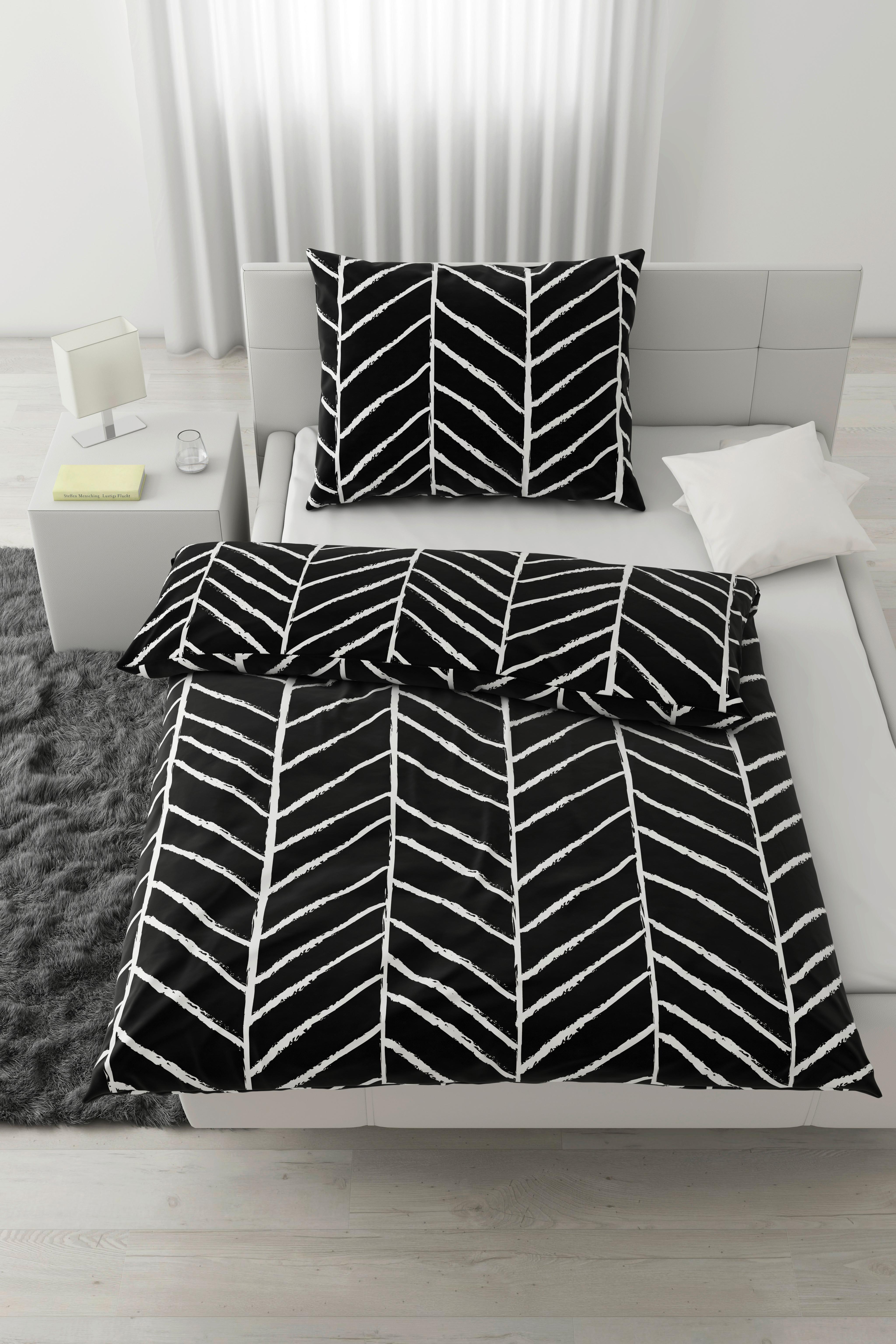 Bettwäsche Marble in Schwarz ca. 140x200cm - Schwarz, KONVENTIONELL, Textil (140/200cm) - Modern Living