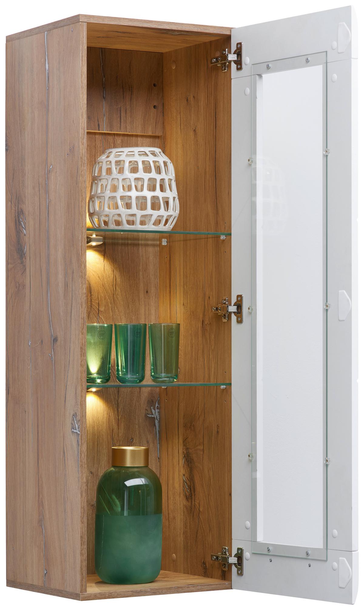 Viseća Vitrina Auris - bijela, Moderno, staklo/drvni materijal (40,3/123,4/37,1cm) - Modern Living