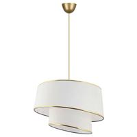 LAMPA WISZĄCA BARETTE - WHITE, GOLD - biały/kolor złoty, Design, metal/tkanina (32/70cm) - P & B