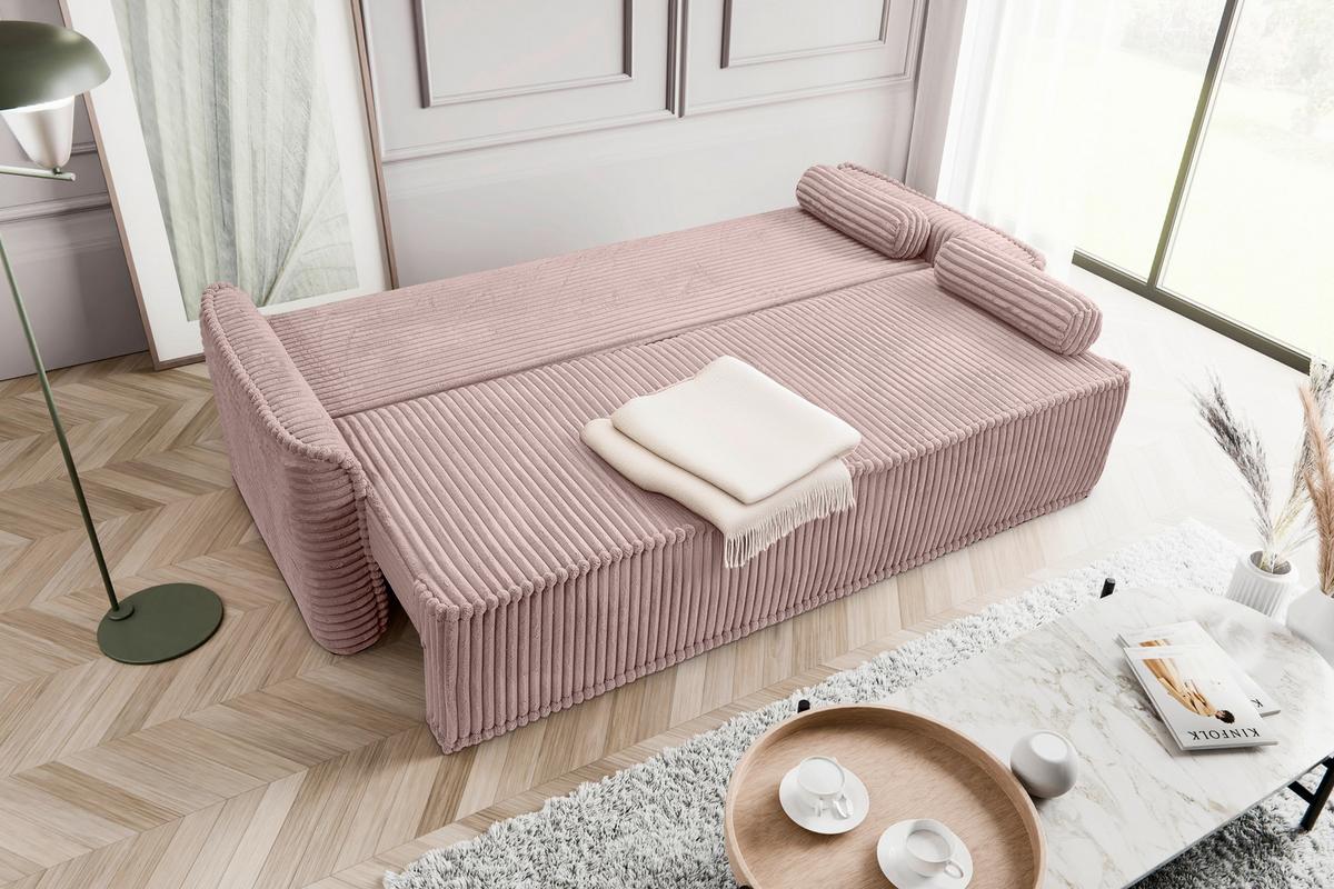 Schlafsofa Grubs Rosa - Schwarz/Rosa, Basics, Holz/Kunststoff (225/96/93cm) - MID.YOU
