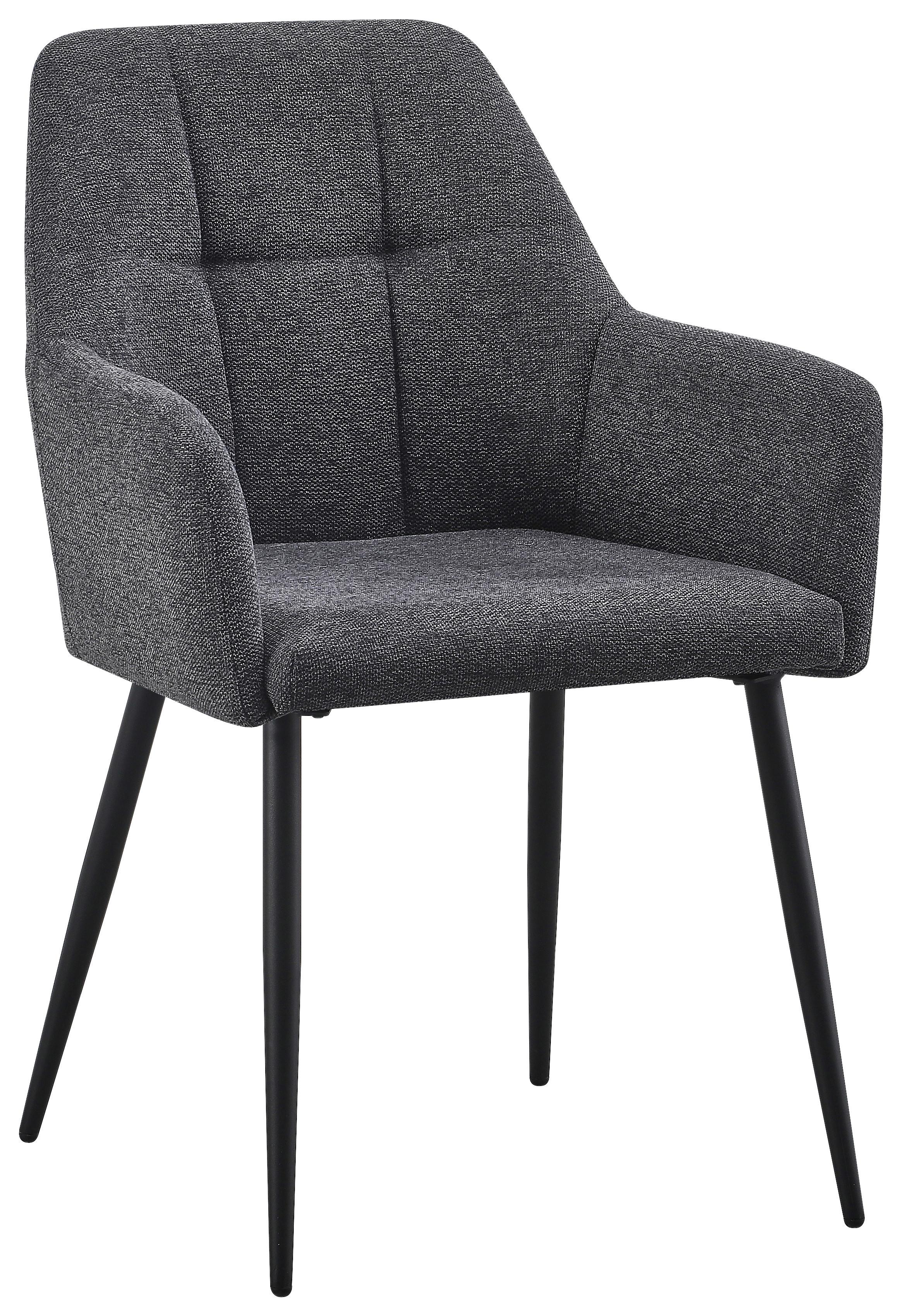 KRZESŁO Z PODŁOKIETNIKAMI MAJA - czarny/szary, Modern, metal/tkanina (58/86/61cm) - Mömax