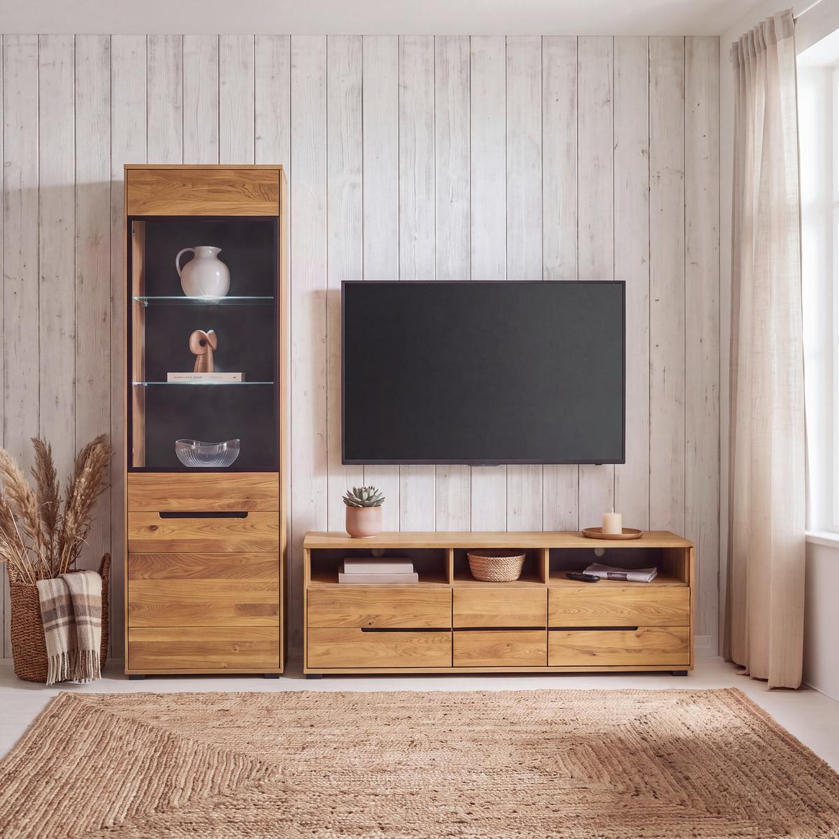 Tv Omarica Lola, Hrast - črna/divji hrast, Romantika, kovina/umetna masa (162,5/52,5/40,5cm)