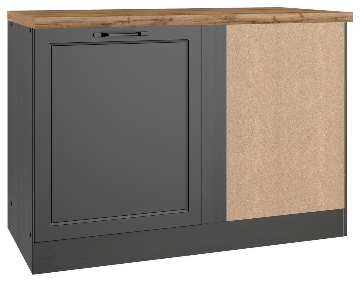 Eckunterschrank Meran ca. 120x86x60 cm Grau/Eiche - Eiche Wotan/Schwarz, LIFESTYLE, Holzwerkstoff/Metall (120/86/60cm) - Held