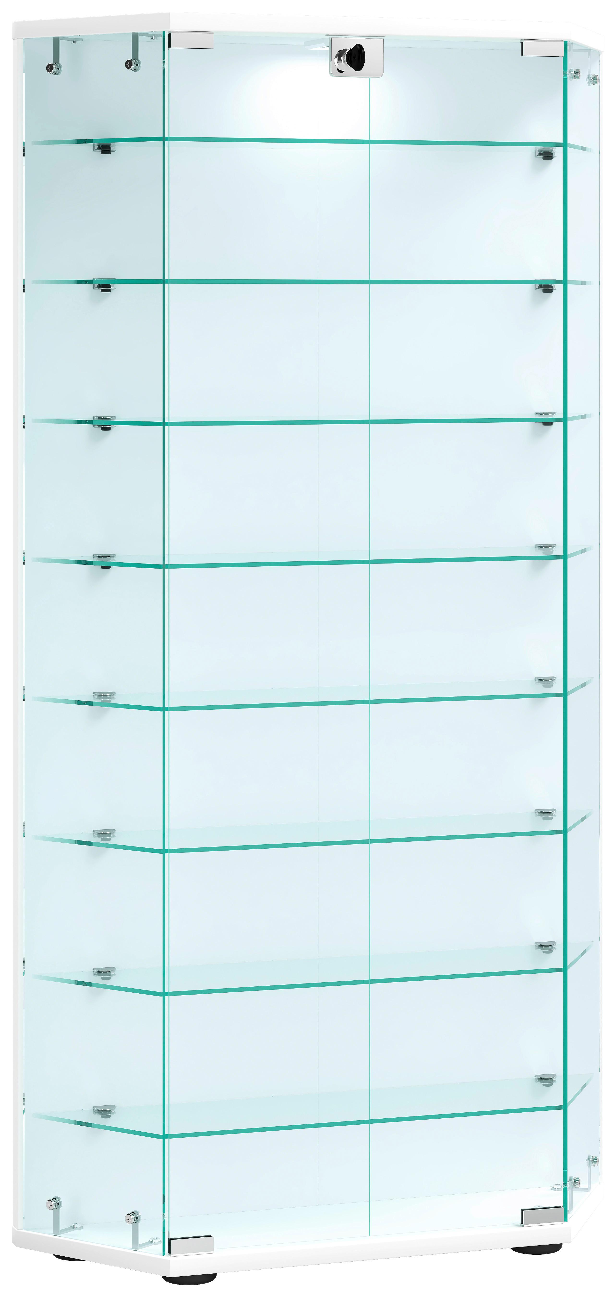 Vitrina Cenila Xl, Bela - črna/bela, Design, umetna masa/steklo (83/114/17cm) - MID.YOU