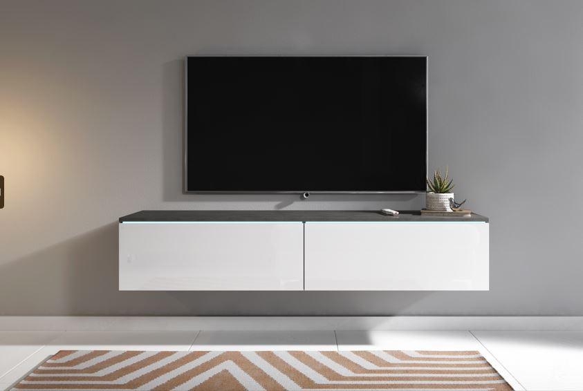 Nizka Omarica Lowa, Antracit, Bela, Led - siva/bela, Trendi, umetna masa/leseni material (140/30/33cm) - P & B