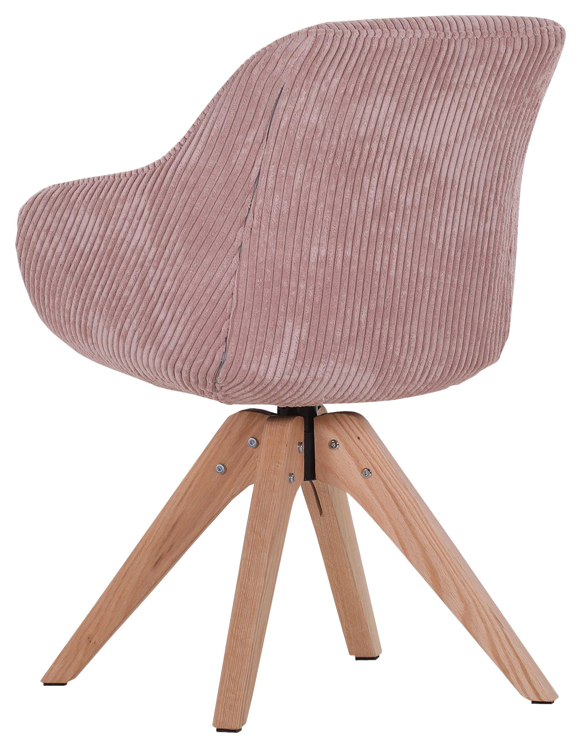 KRZESŁO Z PODŁOKIETNIKAMI CHILL - kolor dębowy/różowy, Lifestyle, tkanina/drewno (60/83/65cm) - home24