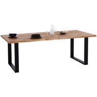 Jedilna Miza Wood, Hrast, Masivno, 220x100 - črna/naravne barve, Konvencionalno, kovina/les (220/75/100cm) - James Wood