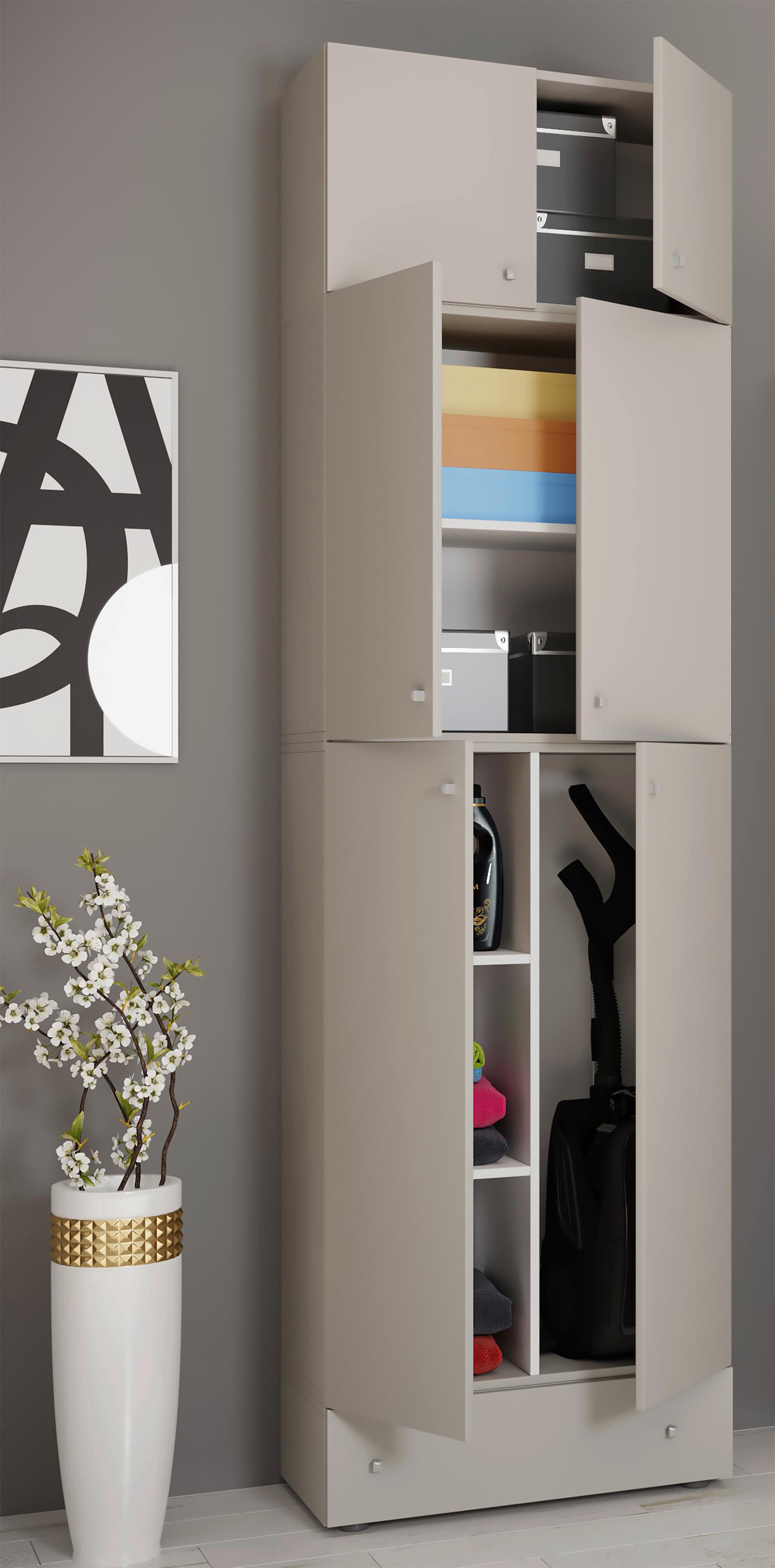 Mehrzweckschrank Lona XXL Grau ca. 70x240x39 cm - Grau, MODERN, Holzwerkstoff/Kunststoff (70/240/39cm) - MID.YOU