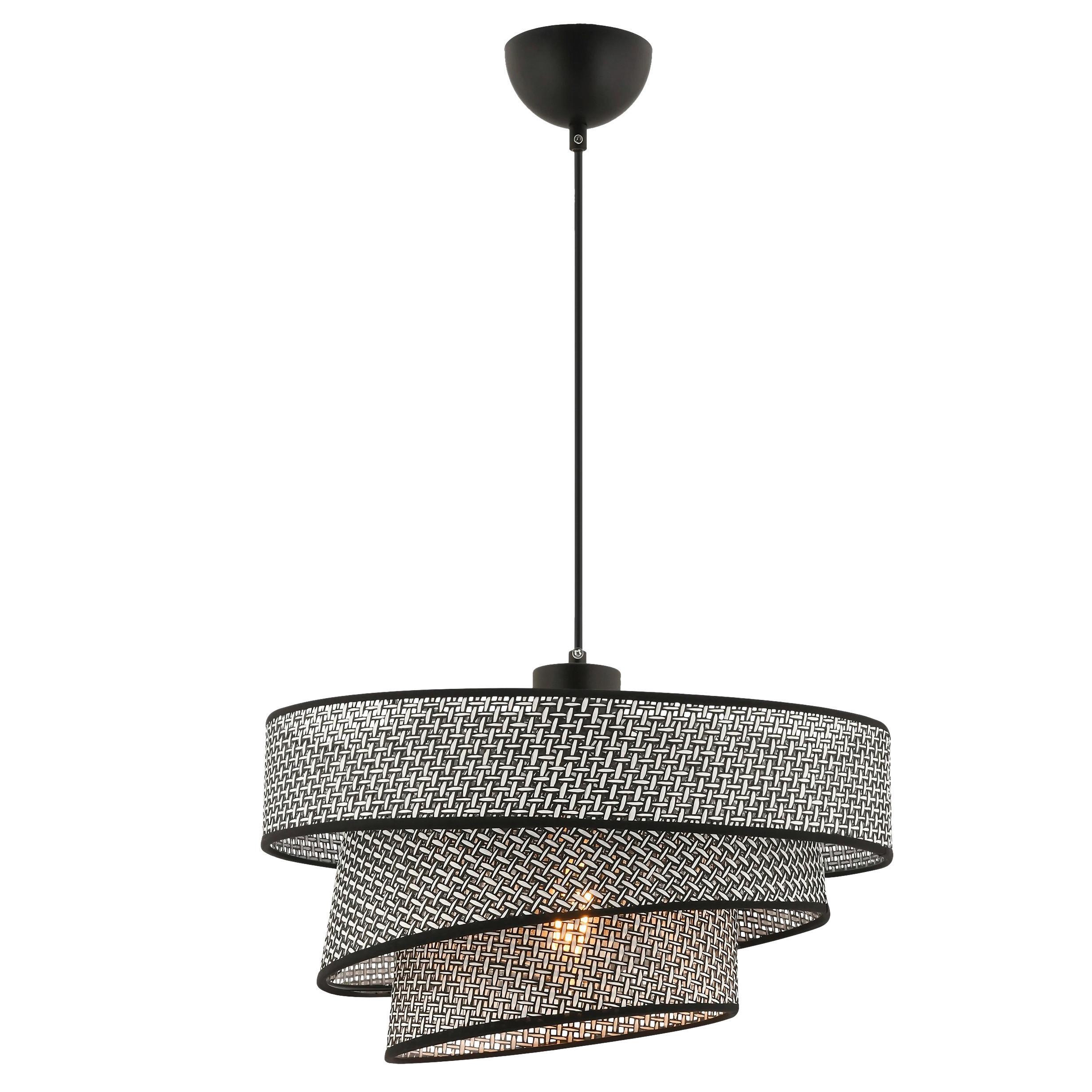 LAMPA WISZĄCA COUPER HAZERAN - GREY, BLACK - czarny/szary, Design, metal/tkanina (40/72cm) - P & B