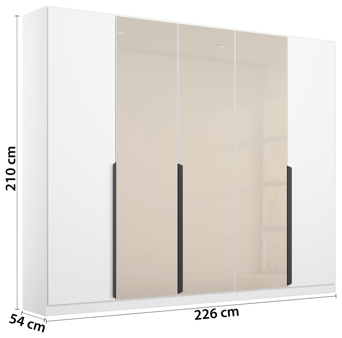 DULAP USI ROTATIVE ARTEMIS - alb/șampanie, Modern, sticlă/material pe bază de lemn (225/210/54cm) - Modern Living