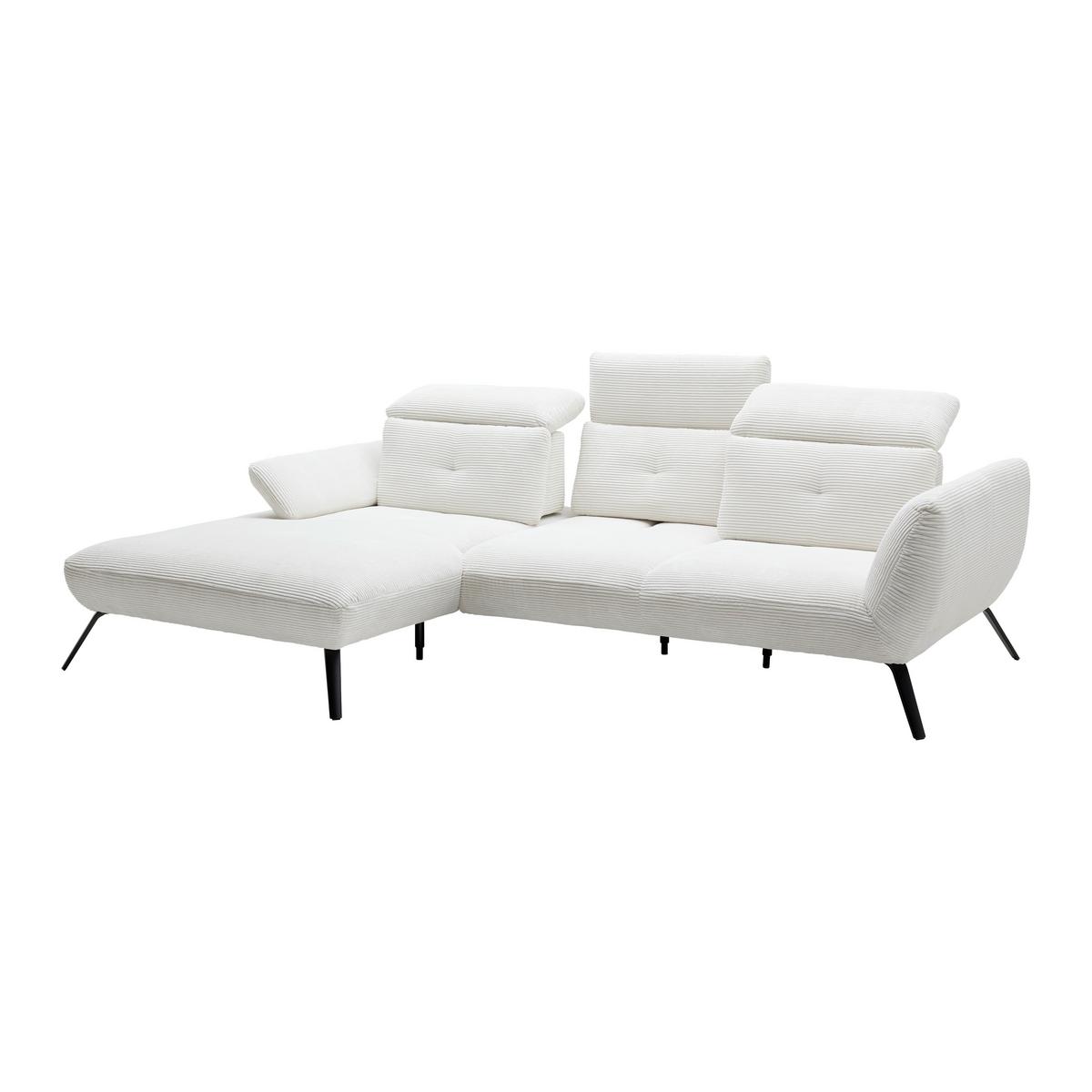 Wohnlandschaft Seattle in Weiß - Weiss/Schwarz, Modern, Holzwerkstoff/Textil (196/301cm) - Premium Living
