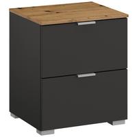 Nočna Omarica Lima, Barva Grafita, Barva Hrasta - barve aluminija/barve grafita, Trend, kovina/leseni material (40/49/42cm) - Stylife
