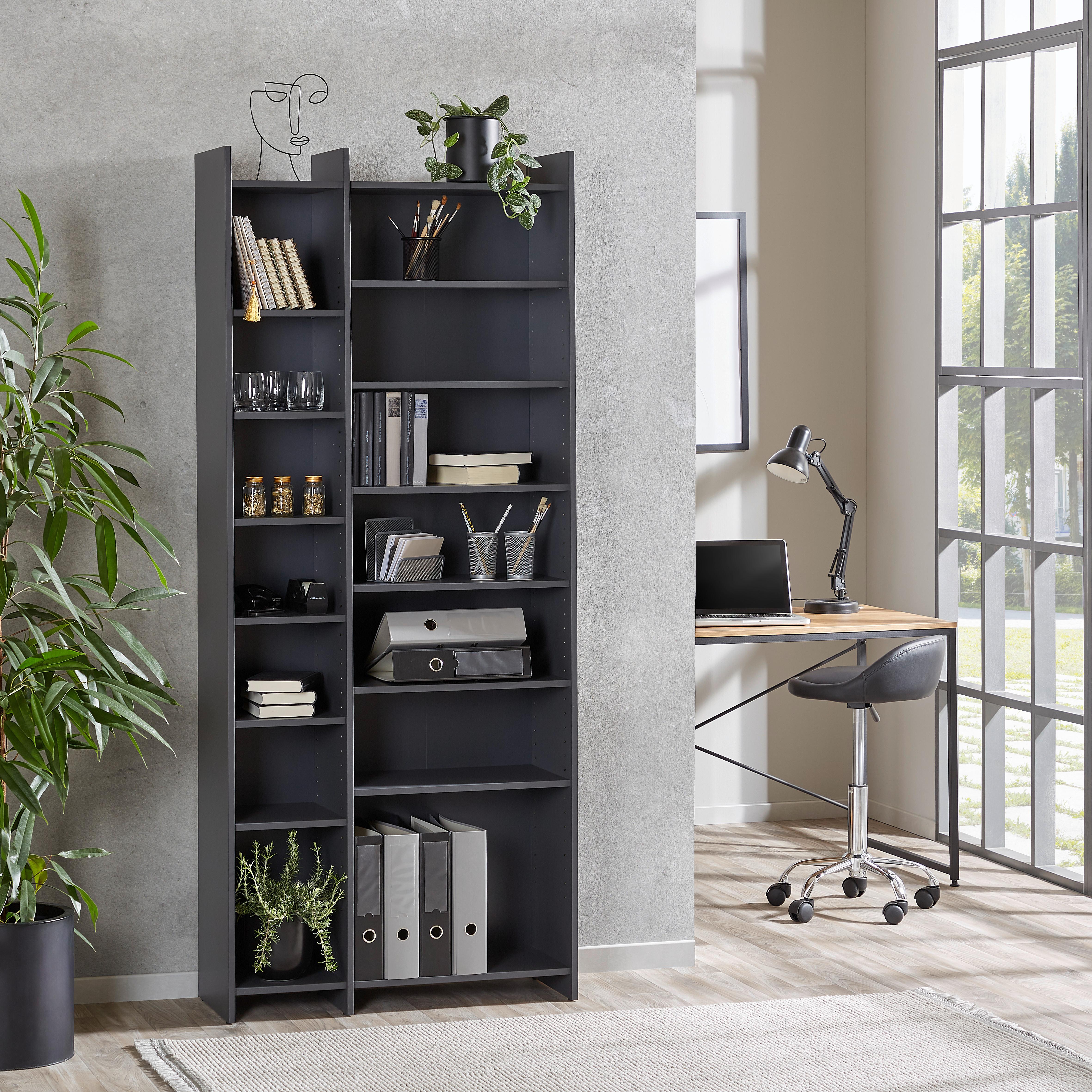 Etajeră LENNY PR 23083-REG/191/80 - antracit, Modern, material pe bază de lemn (80/191/31,8cm) - Modern Living