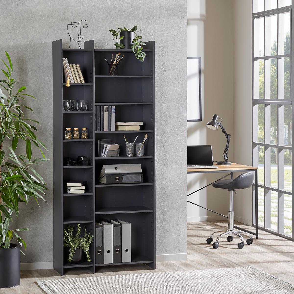 Etajeră LENNY PR 23083-REG/191/80 - antracit, Modern, material pe bază de lemn (80/191/31,8cm) - Modern Living