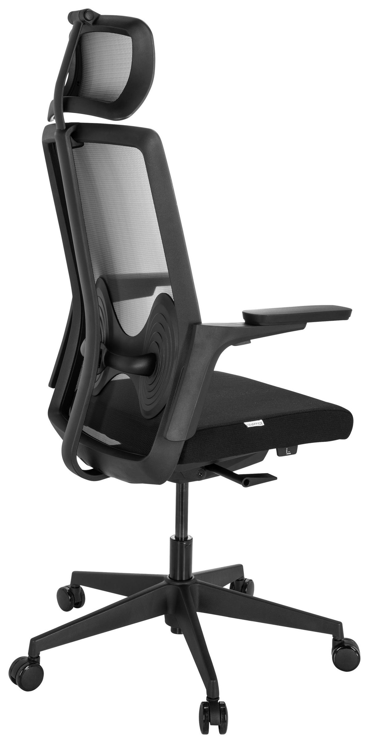 Pisarniški Stol Arceo B, Črna - črna, Basics, umetna masa/tekstil (66/123-139/66cm) - MID.YOU