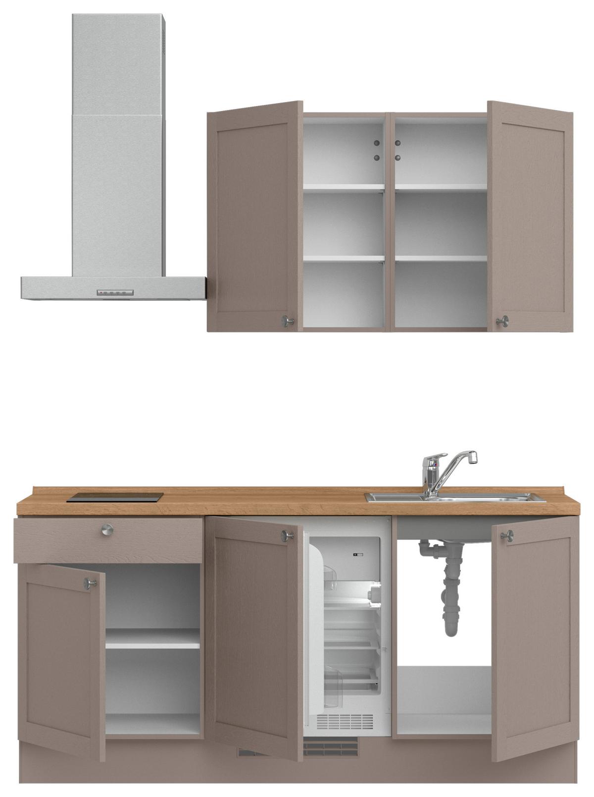 Küchenleerblock Frame Low o. Geräte Beigebraun - Edelstahlfarben/Eichefarben, MODERN, Holzwerkstoff/Metall (180cm) - Nobilia