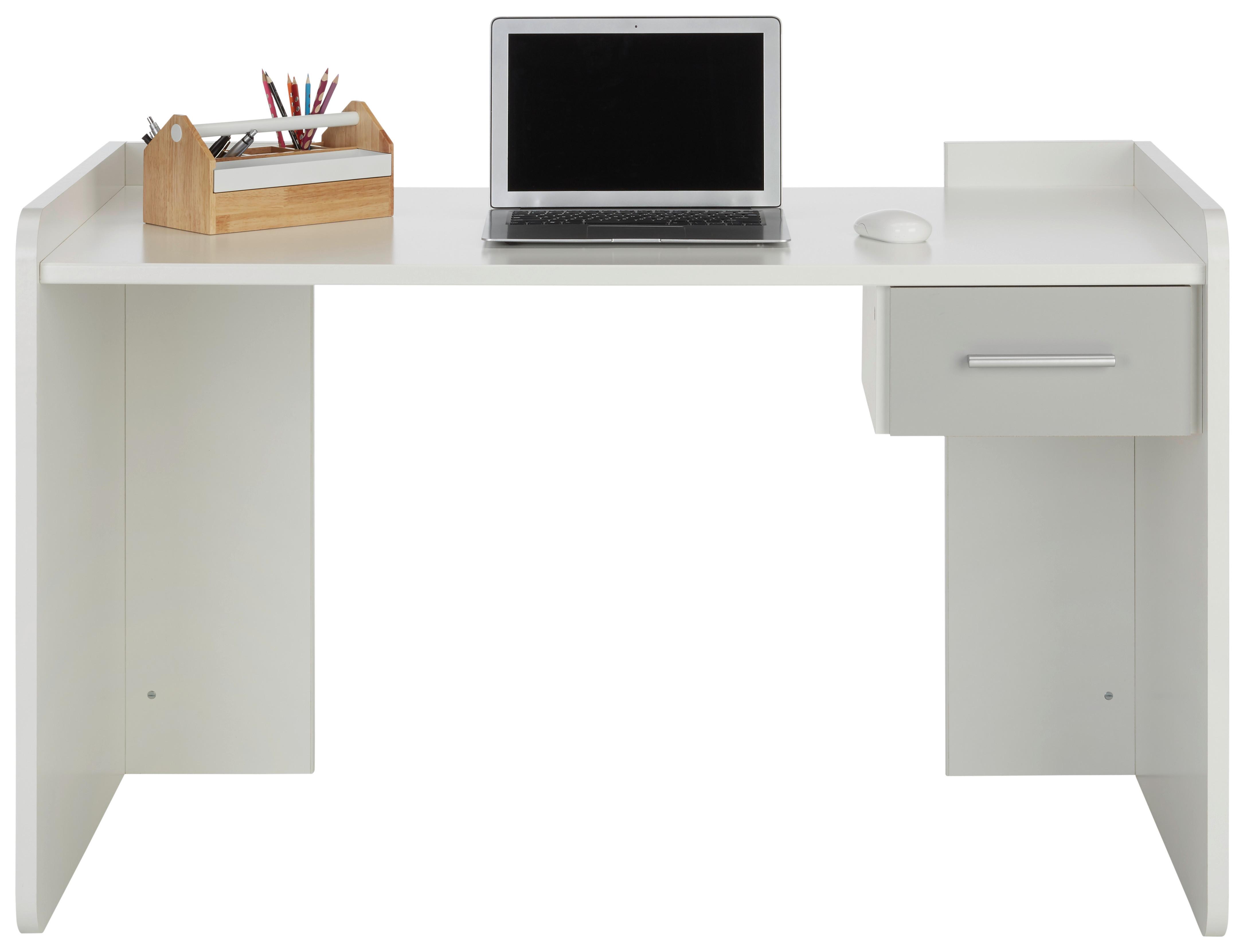 Íróasztal Fehér-világosszürke Young - Világosszürke/Fehér, Faalapú anyag/Műanyag (125/77/70cm) - Modern Living