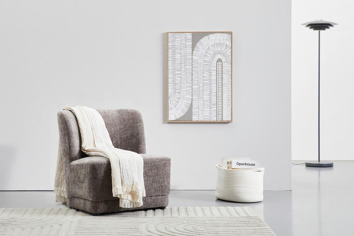 FOTEL POLSTER - szary, Design, drewno/tkanina (64/71/73cm) - MID.YOU