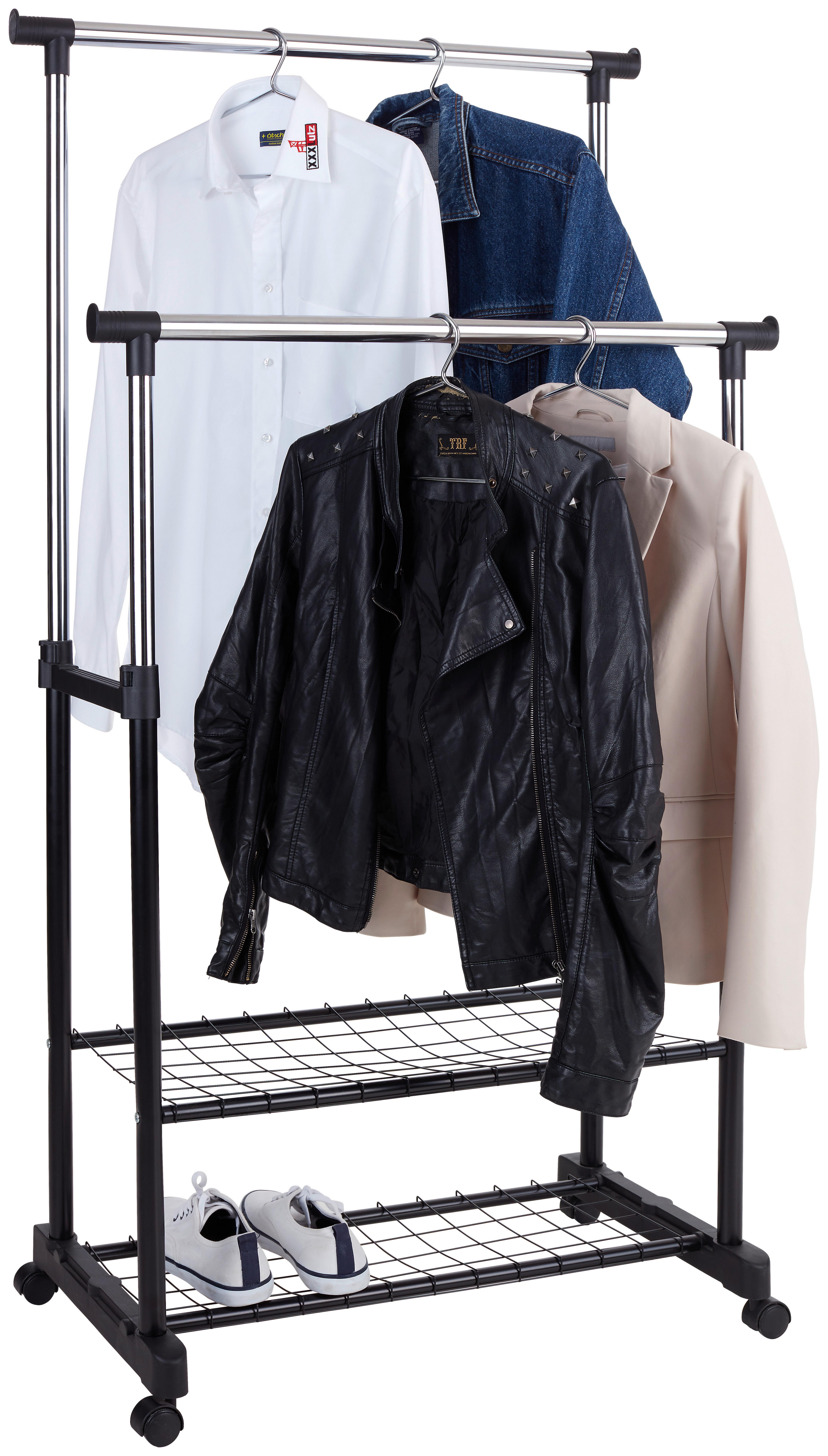 Cuier mobil Tacitus - culoare crom/negru, Modern, metal (81/118-160/43cm) - Modern Living