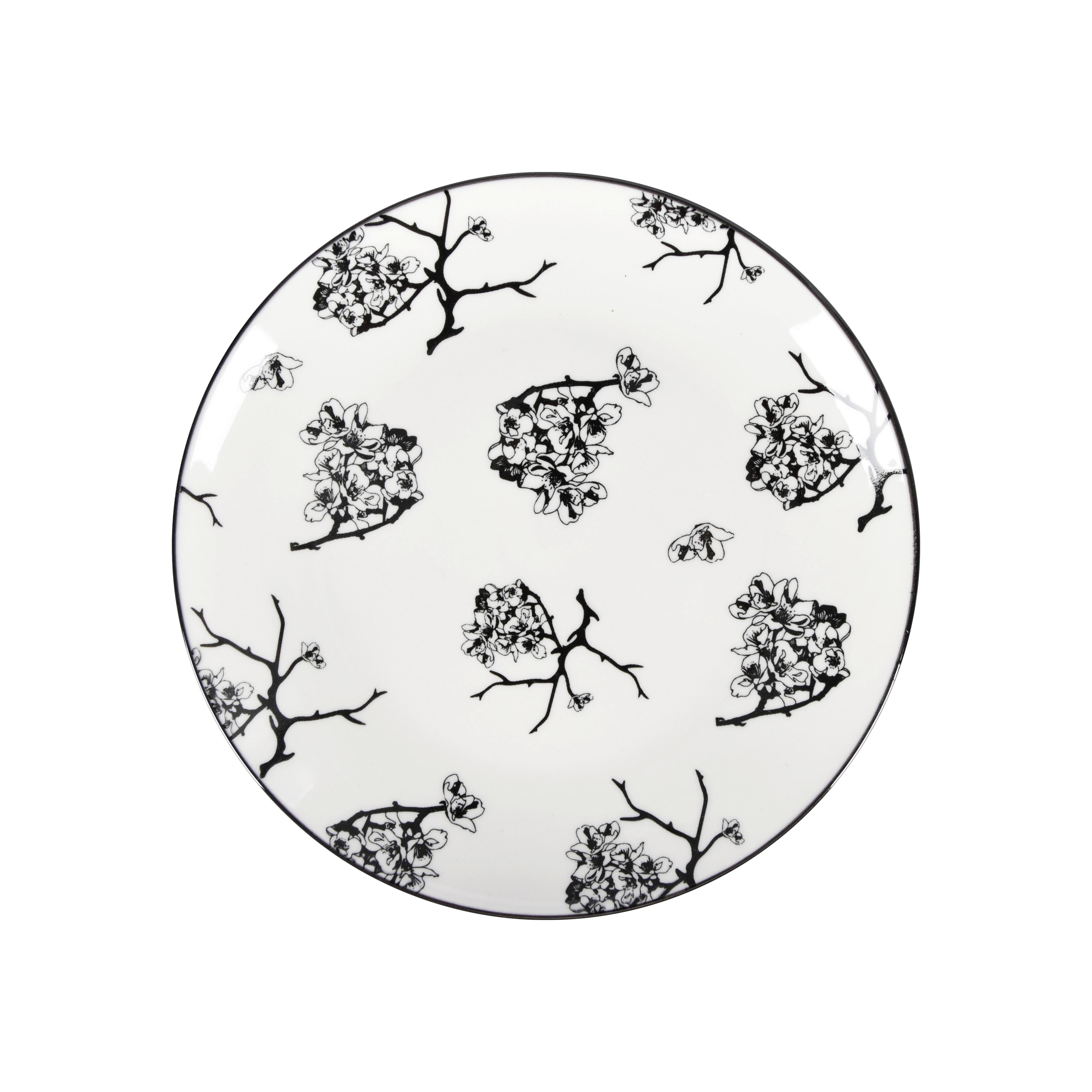 Dessertteller Shiva in Schwarz/Weiß  Ø ca. 20,4cm - Schwarz/Weiß, LIFESTYLE, Keramik (20,4/2,5cm) - Mömax