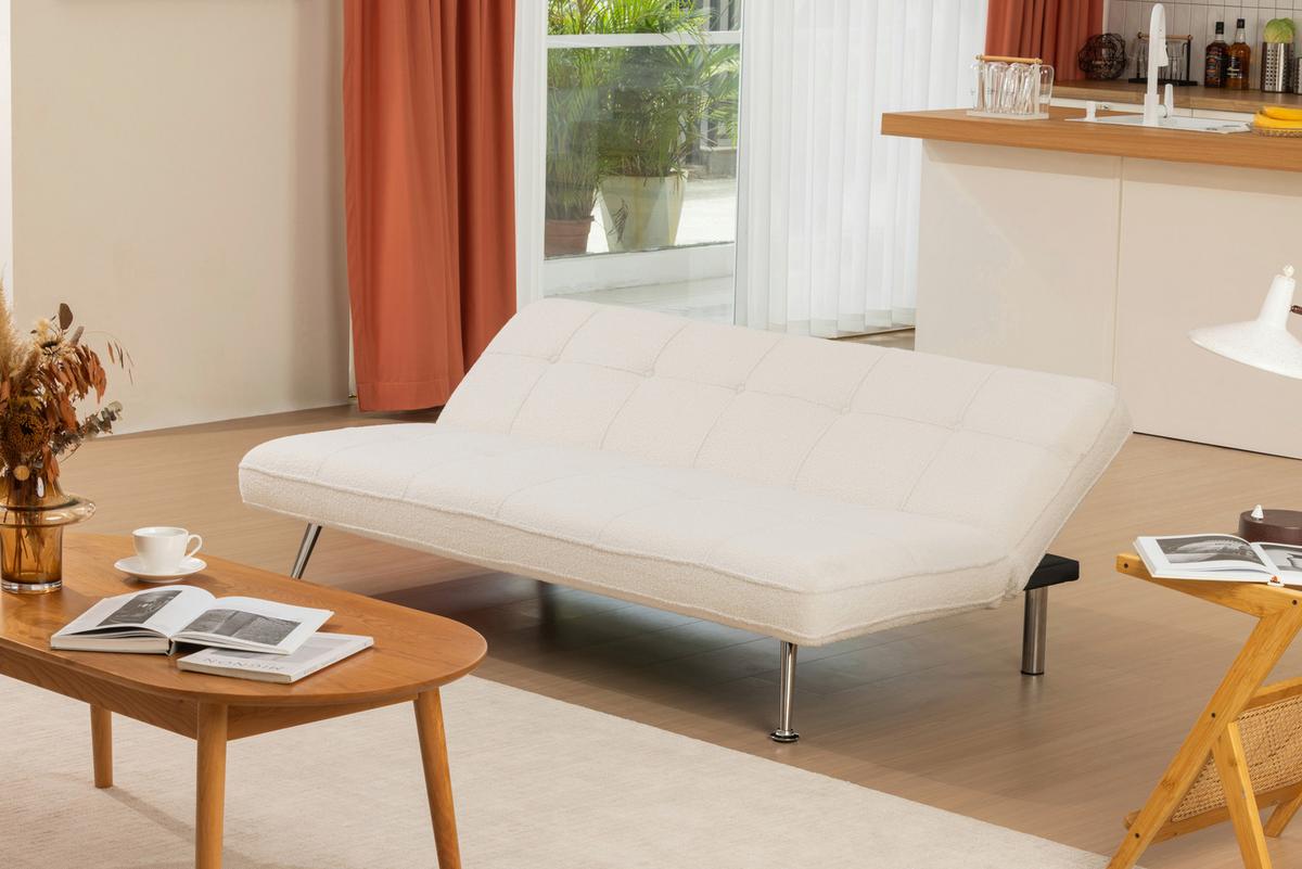 Zofa S Posteljno Funkcijo Billund, Bela - srebrne barve/bela, Basics, kovina/tekstil (179/75/90cm) - Livetastic