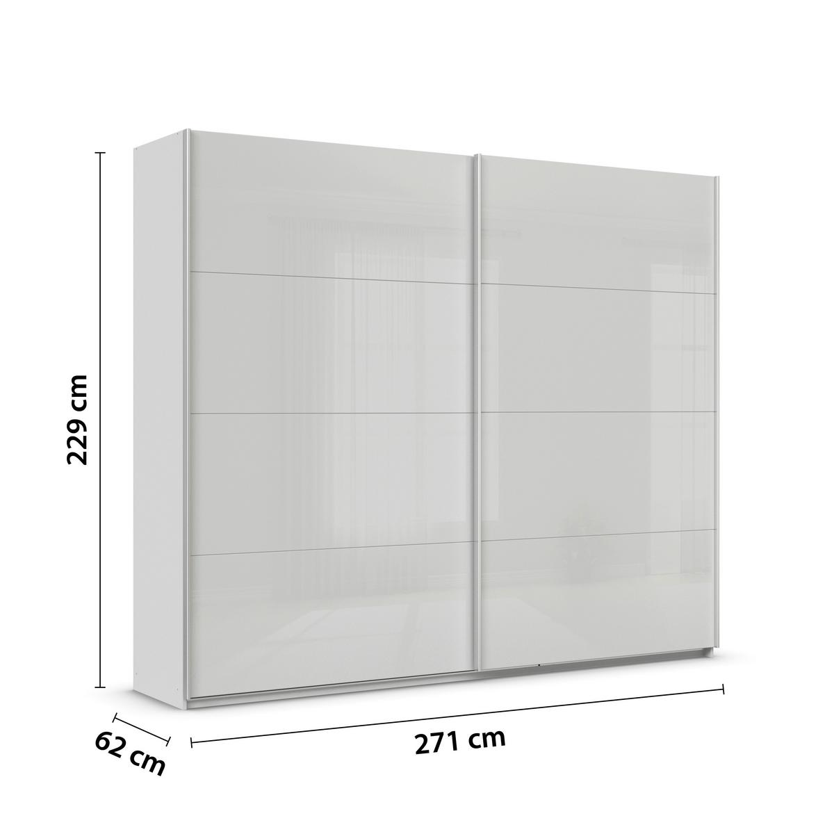 DULAP USI CULISANTE FELDKIRCH - gri deschis/gri lucios intens, Modern, sticlă/material pe bază de lemn (271/229/62cm)