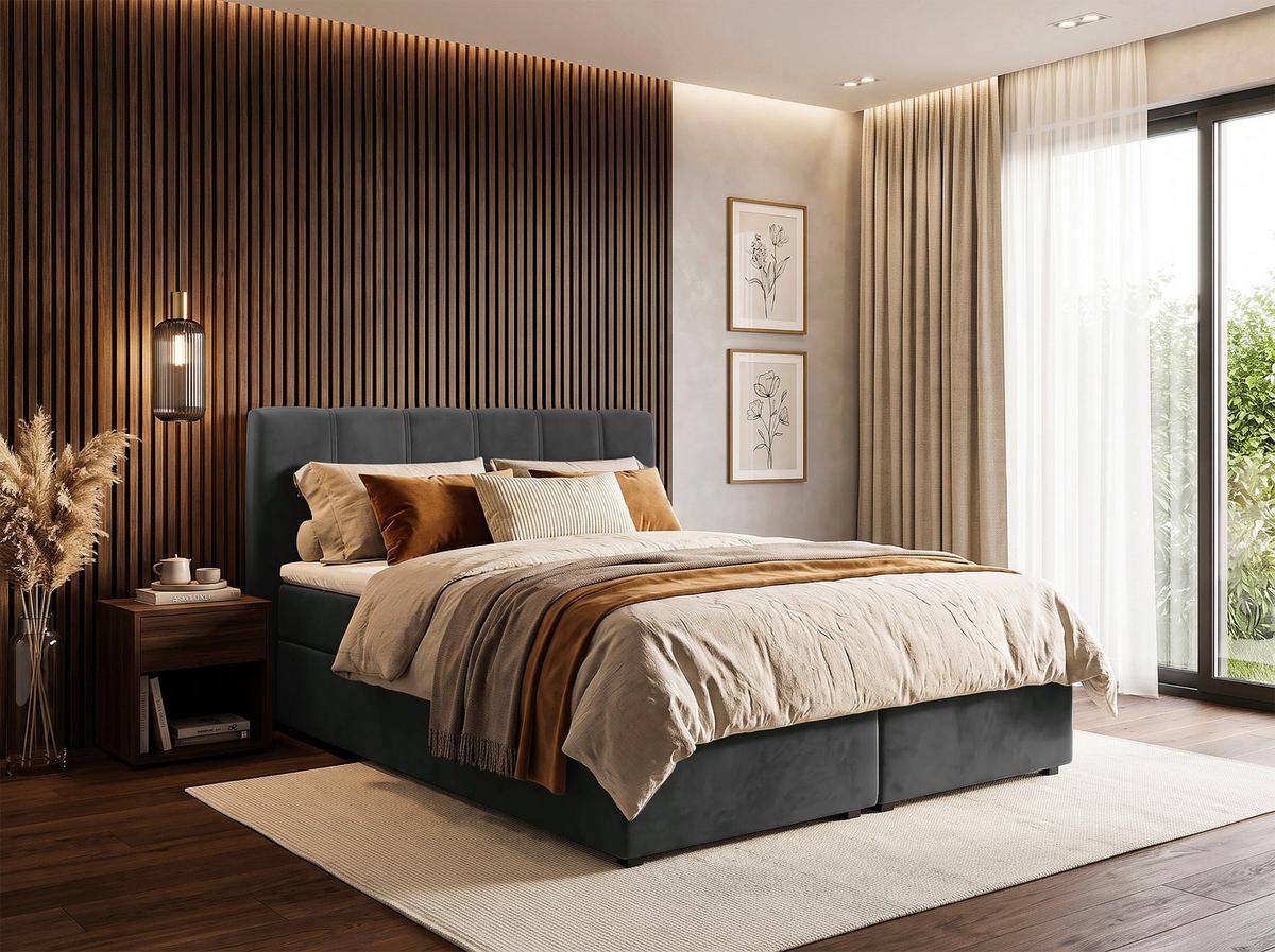 Boxbett Dana -Based- - Schwarz, Kunststoff/Textil (140/200cm) - Based