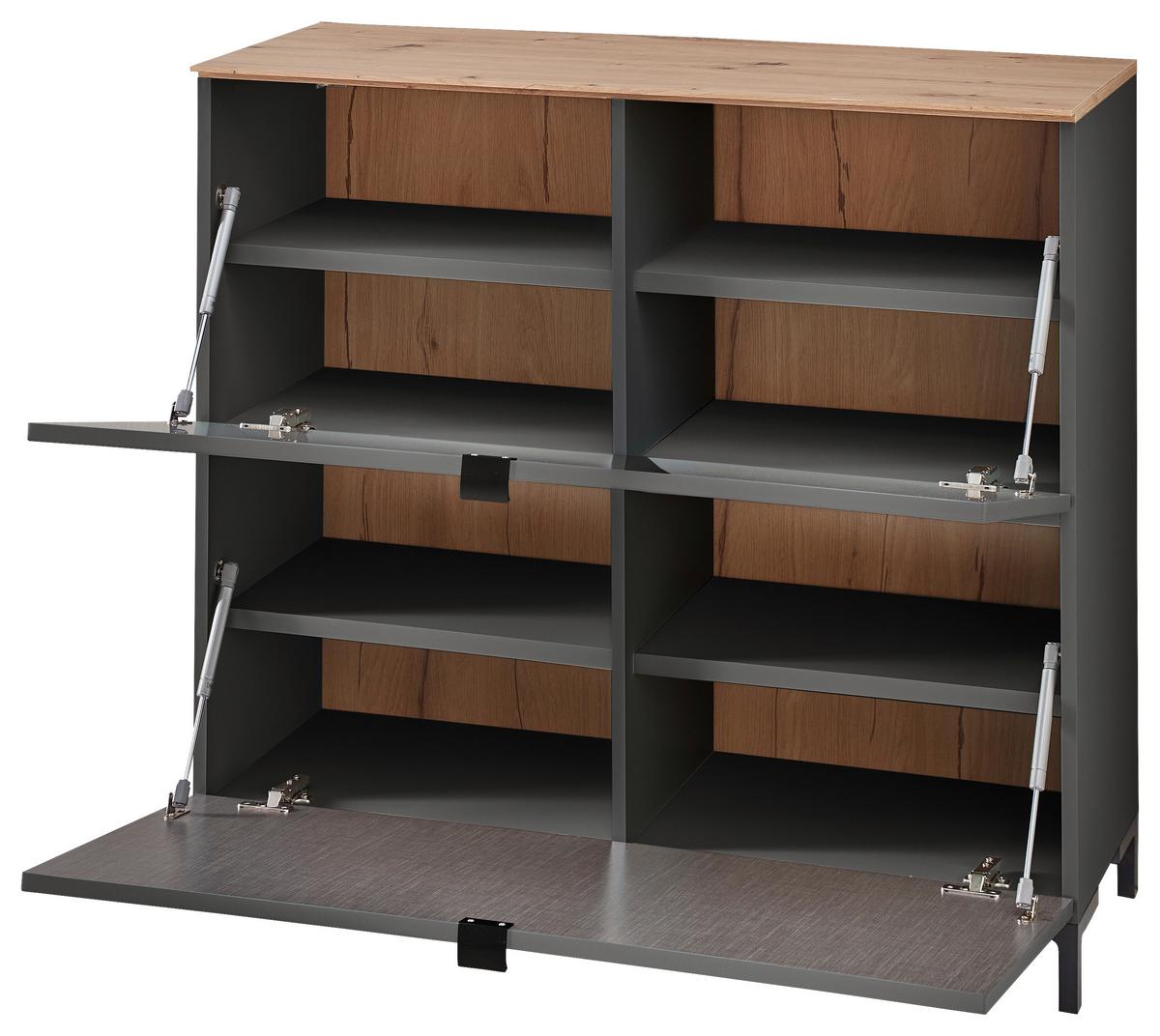 SZAFKA UCHYLNA NA BUTY DIANA - czarny/kolor grafitowy, Modern, materiał drewnopochodny/metal (100/84/37cm) - Voleo