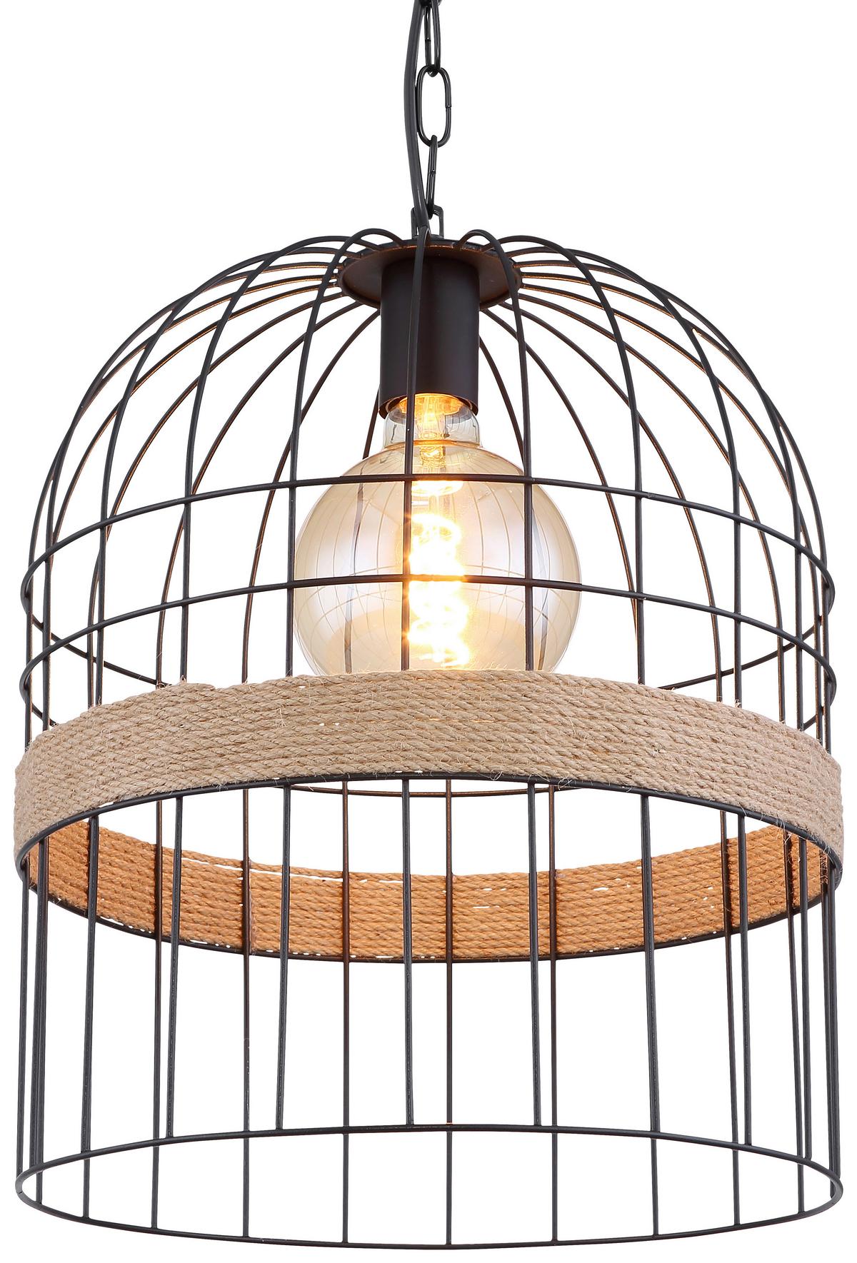 HÄNGELEUCHTE HALIA D: 35 CM BRAUN - Schwarz/Braun, Natur, Naturmaterialien/Metall (35/140cm) - Globo
