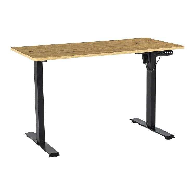 Schreibtisch Emil II Schwarz/Eiche Artisan - Schwarz/Eiche Artisan, MODERN, Holzwerkstoff/Metall (120/72-118/60cm) - Mömax