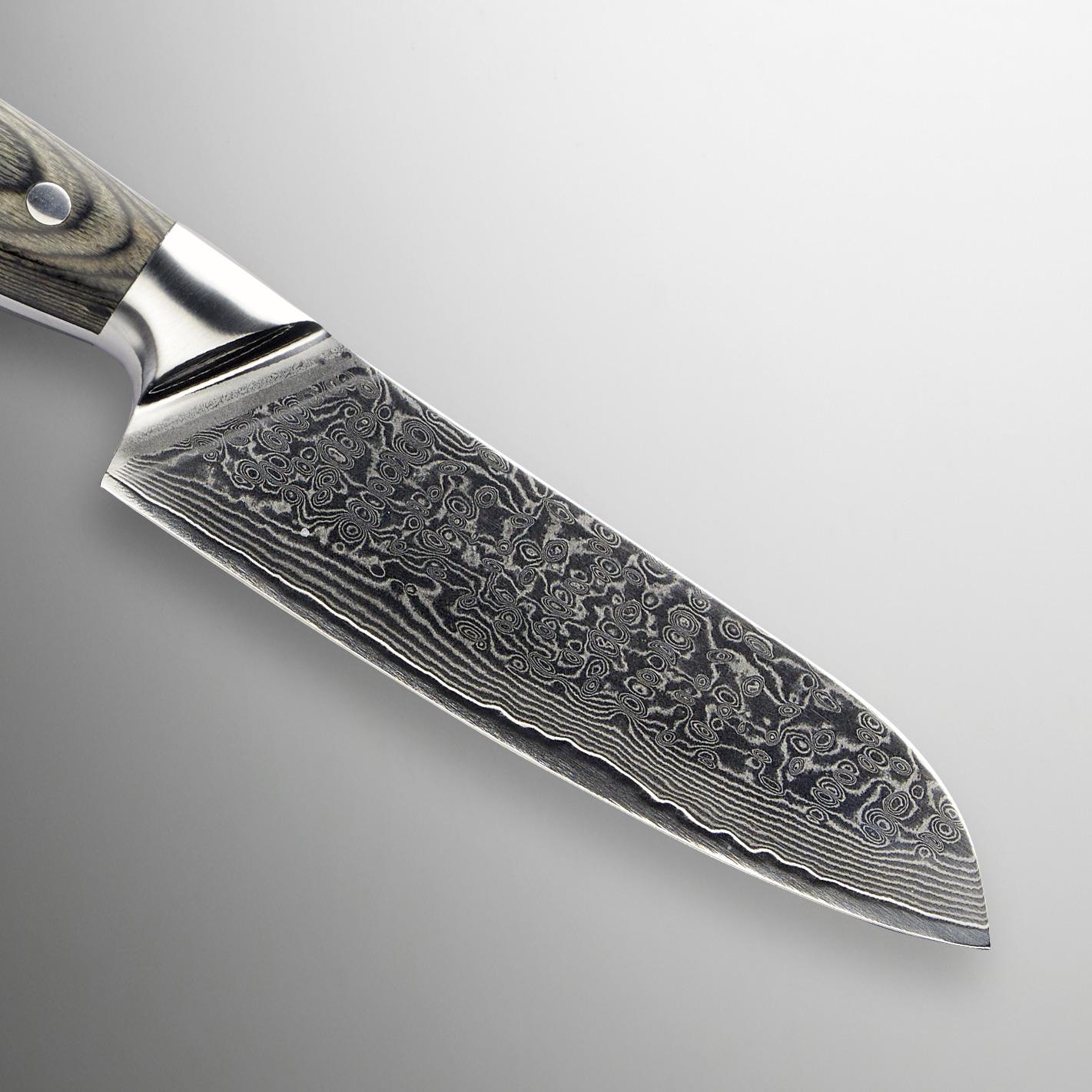 Messerset Damast, 3-teilig - Silberfarben/Grau, Holzwerkstoff/Metall (36,2/3,2/17,4cm) - Premium Living
