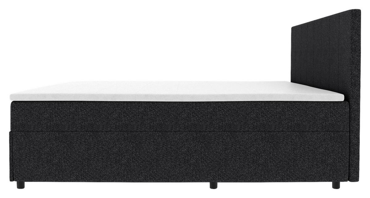 Boxbett Odin Schwarz ca. 160x200cm - Schwarz, KONVENTIONELL, Kunststoff/Textil (160/200cm) - Based