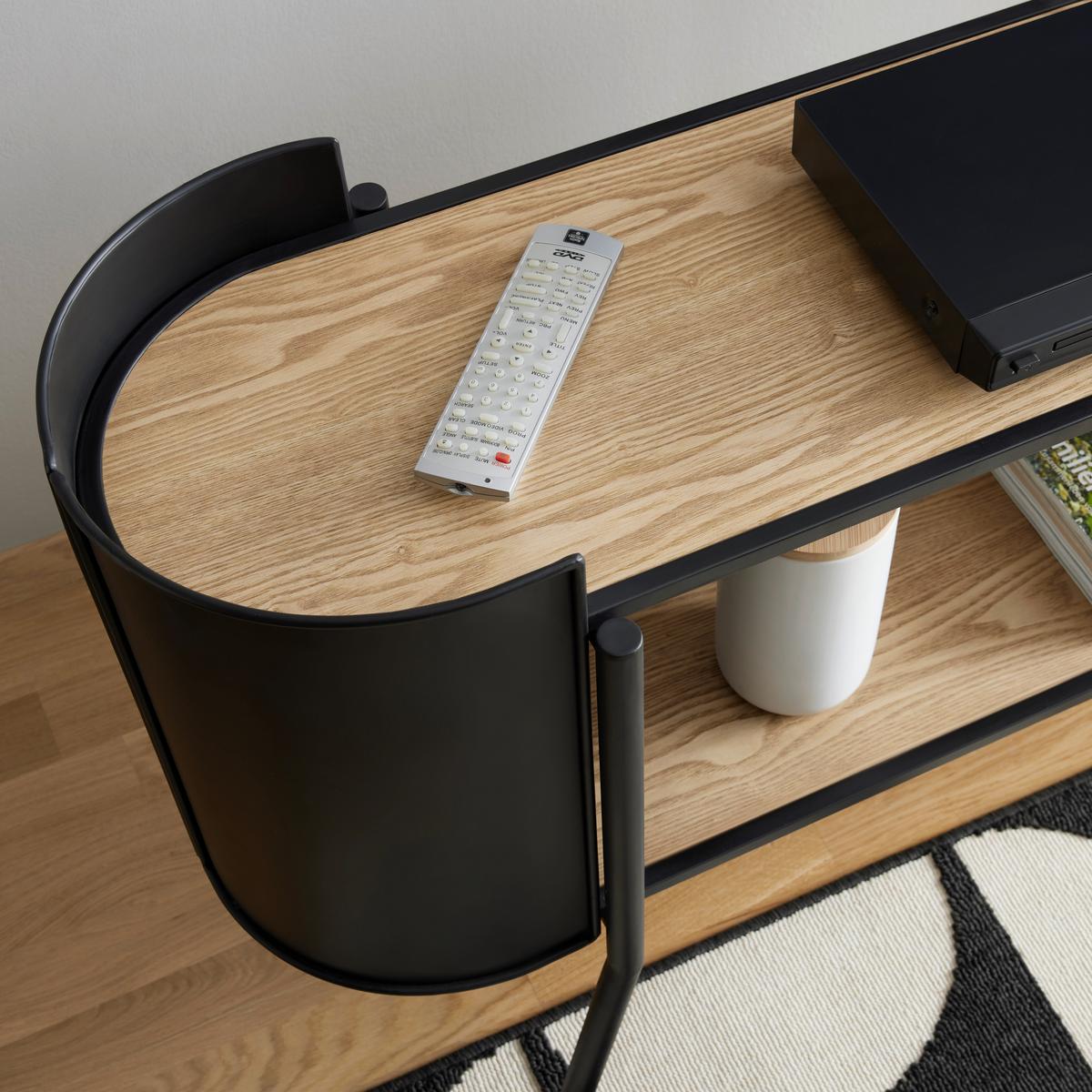 Tv Szekrény Olan - natúr színű/fekete, Lifestyle, faalapú anyag/fa (122/60/33cm) - Premium Living