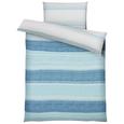Bettwäsche Ibena Baumwollsatin - Türkis/Weiß, MODERN, Textil (135x200/80x80cm) - IBENA