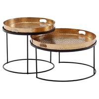 Set Klubskih Mizic Wohnling - zlate barve/črna, Moderno, kovina (46/46/41cm) - MID.YOU