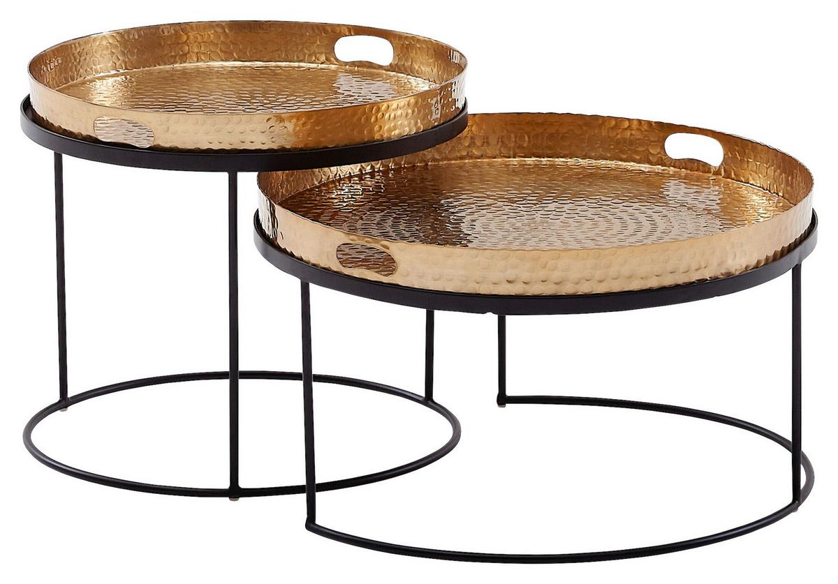 Set Klubskih Mizic Wohnling - zlate barve/črna, Moderno, kovina (46/46/41cm) - MID.YOU
