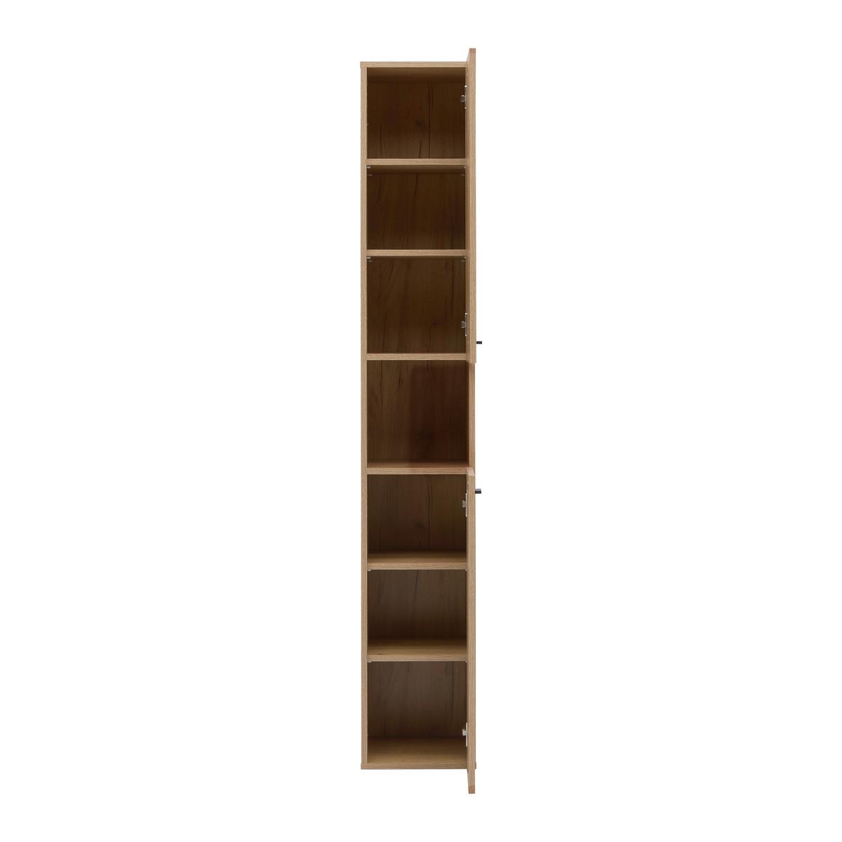 Hochschrank Basix Eichefarben ca. 30x185x39,6cm - Eichefarben/Schwarz, Basics, Holzwerkstoff/Kunststoff (30/185/39,6cm) - Mömax