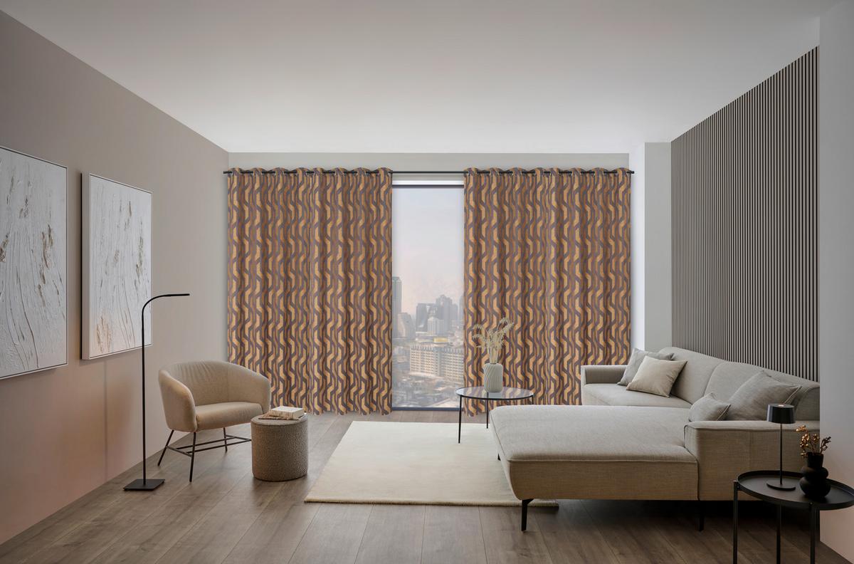 ZASŁONA NA PRZELOTKACH ALONSO - żółty, Design, tkanina (140/260cm) - Dieter Knoll