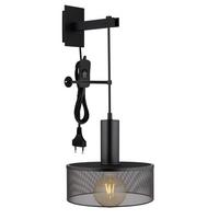 Wandleuchte Jedd Schwarz max. 60 Watt - Schwarz, Design, Metall (25/29,5/57cm) - Globo