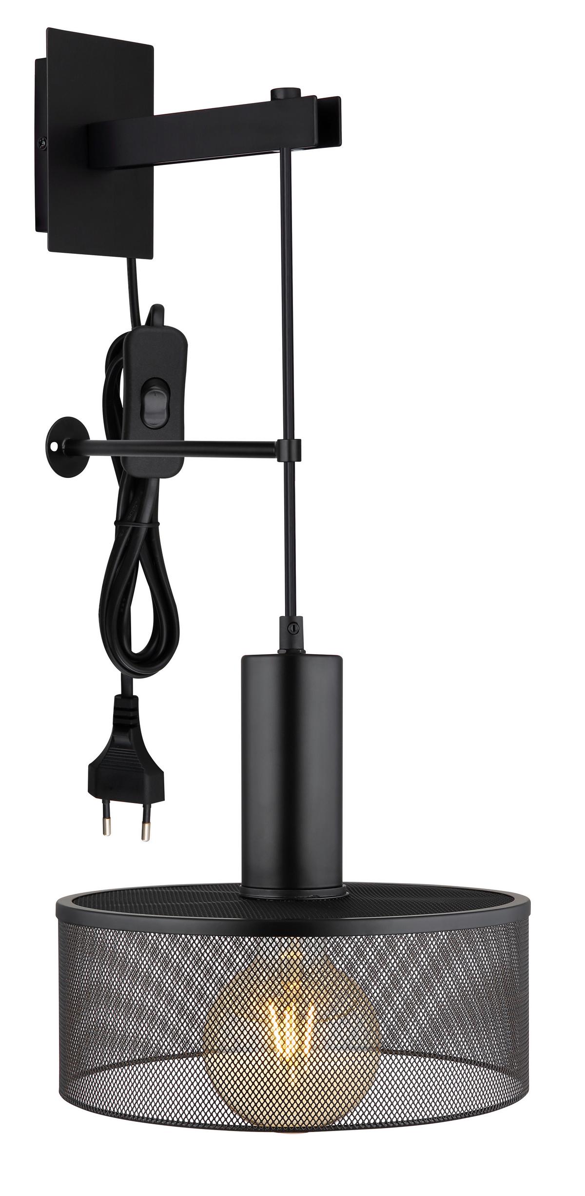 Wandleuchte Jedd Schwarz max. 60 Watt - Schwarz, Design, Metall (25/29,5/57cm) - Globo