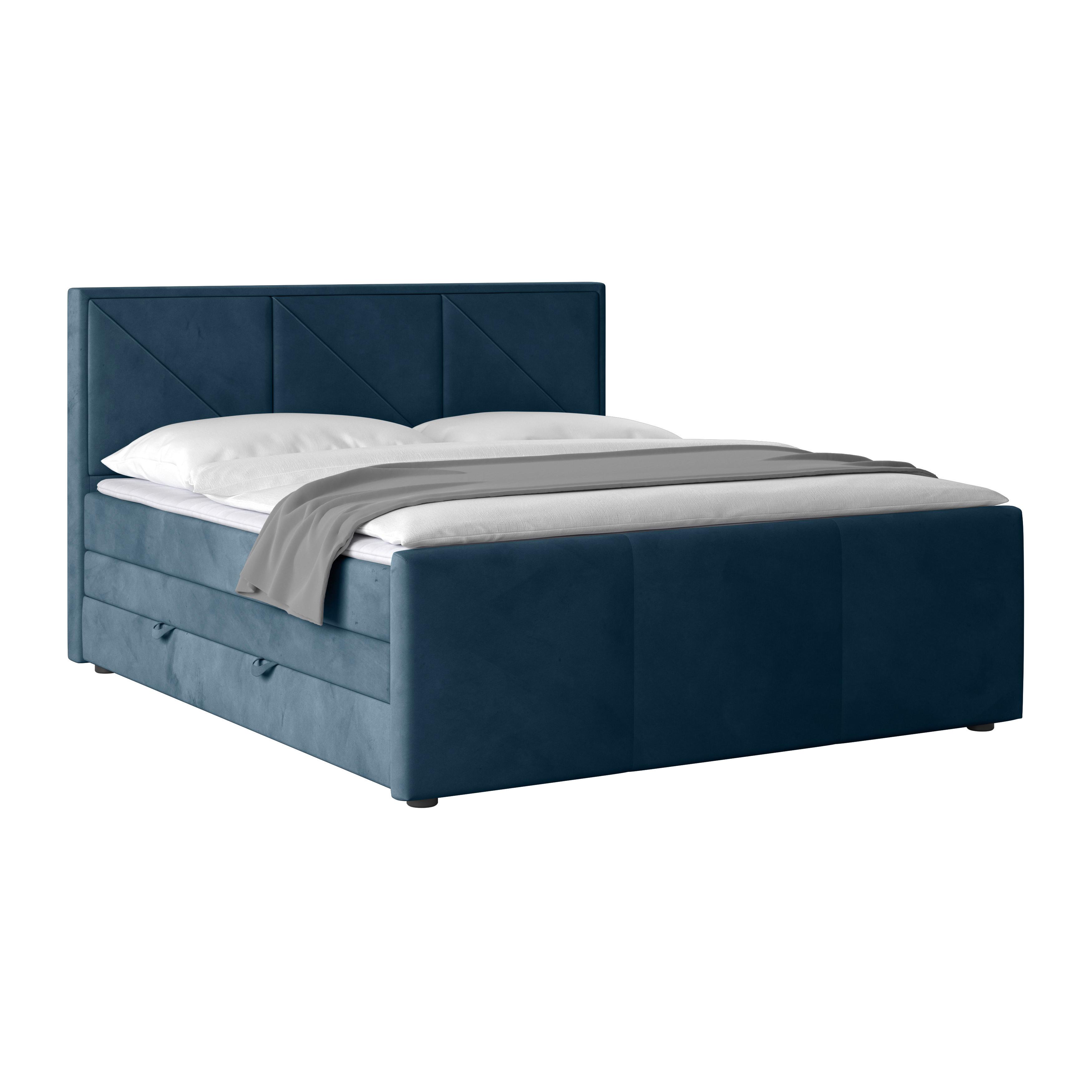 Boxspringbett Bologna ca. 180x200 cm Blau - Blau, MODERN, Holz/Kunststoff (180/200cm) - MID.YOU
