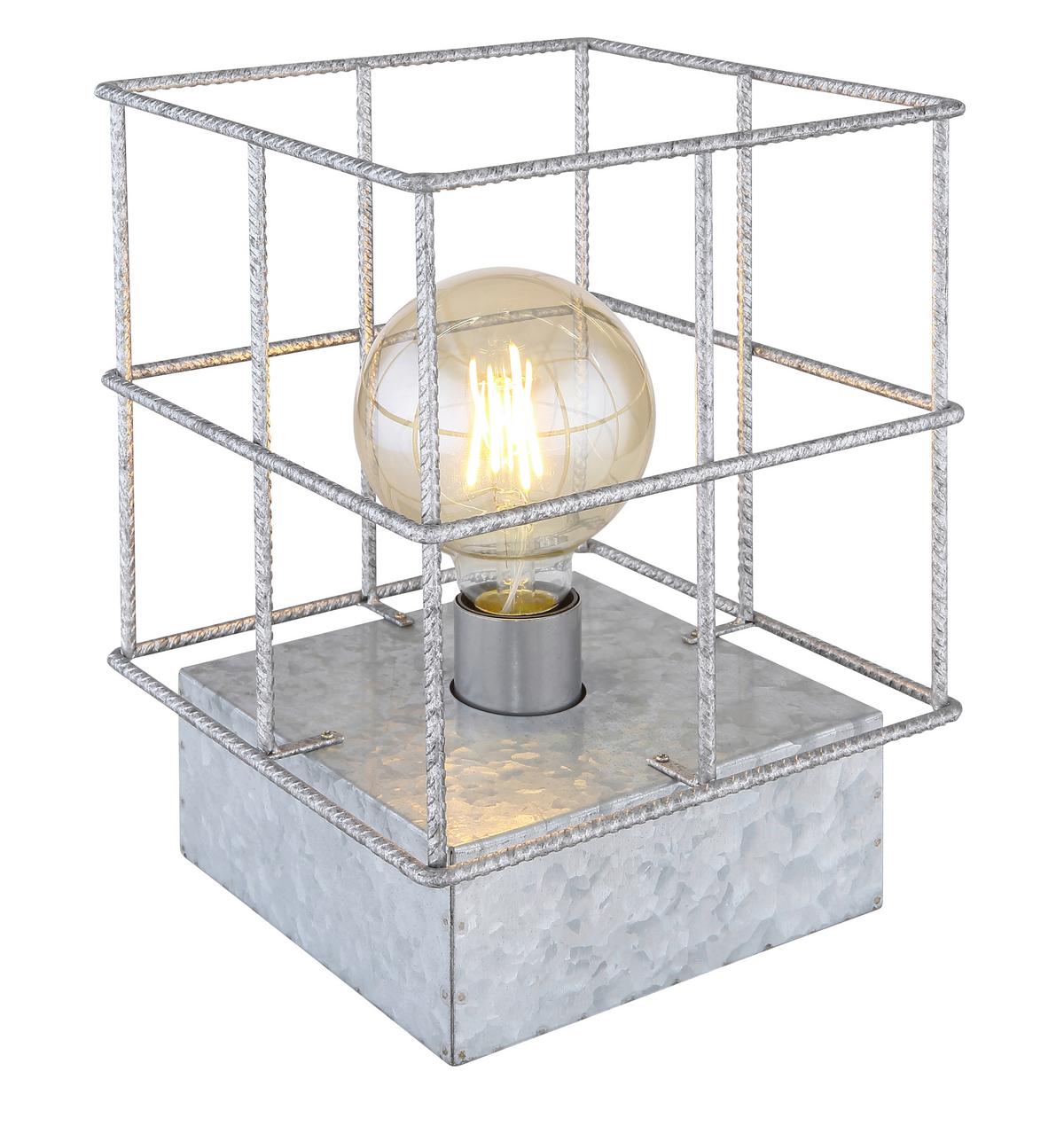 Tischleuchte Merril Zinkfarben max. 60 Watt - Zinkfarben, Design, Metall (20/20/26,5cm) - Globo