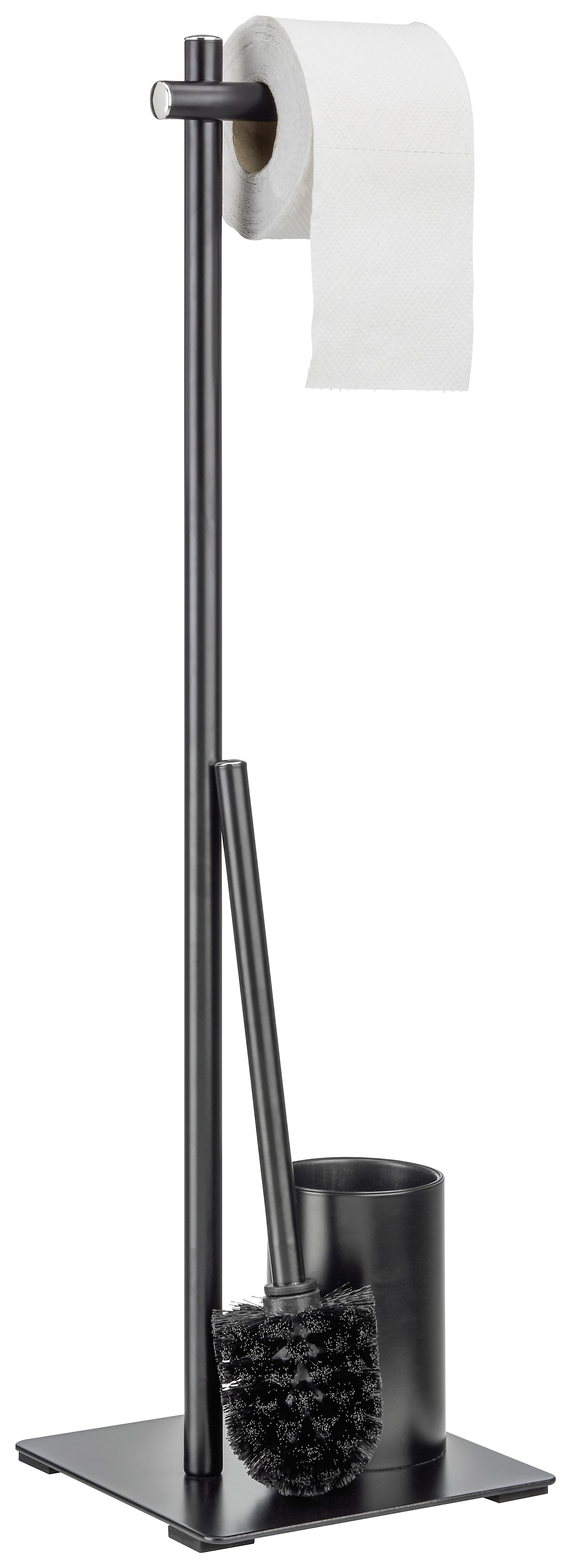 WC-Bürstenkombination aus Metall in Schwarz - Schwarz, MODERN, Kunststoff/Metall (20/71,5/20cm) - Based