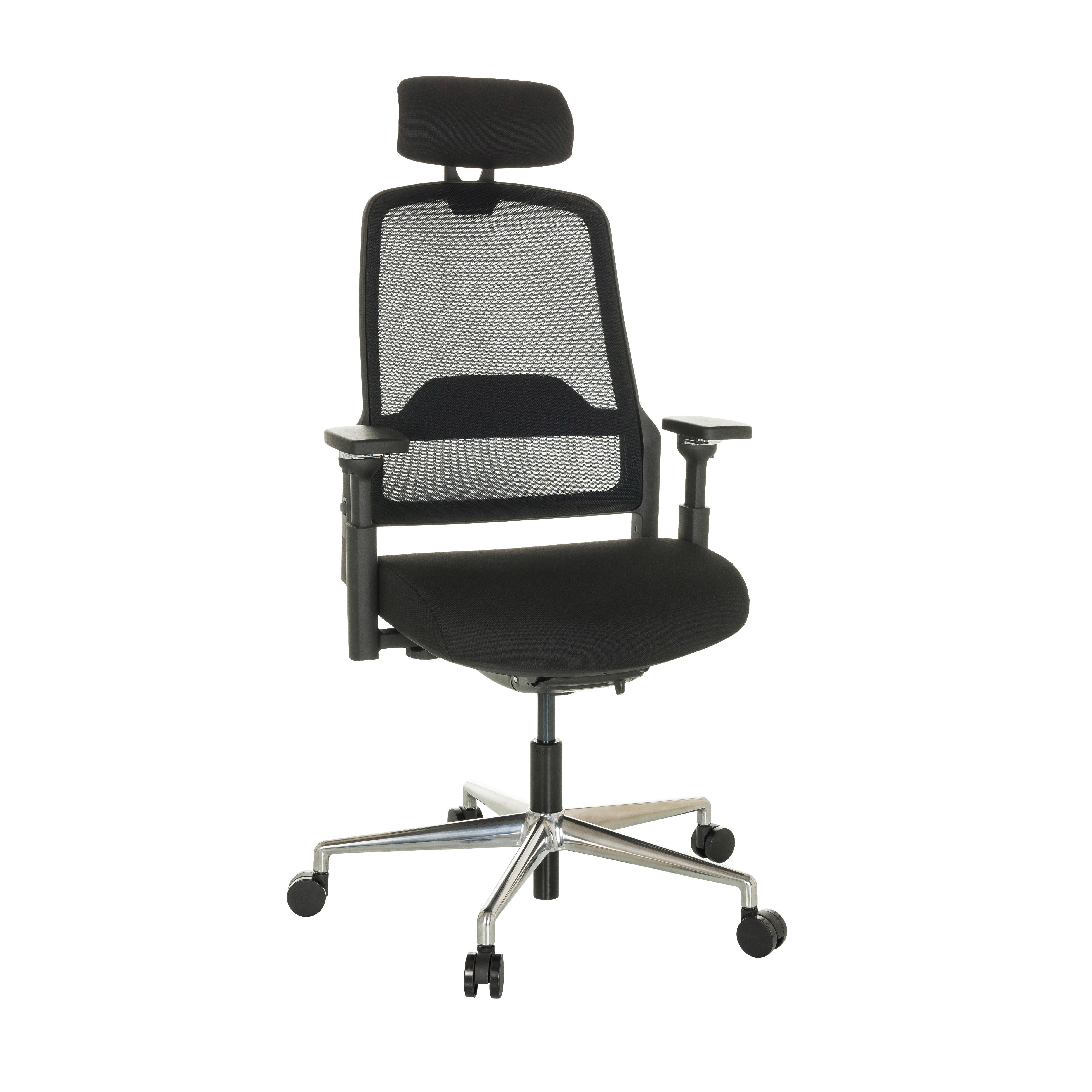 Drehstuhl Teraro AX Schwarz - Silberfarben/Schwarz, Basics, Kunststoff/Textil (65/111-126/61cm) - MID.YOU