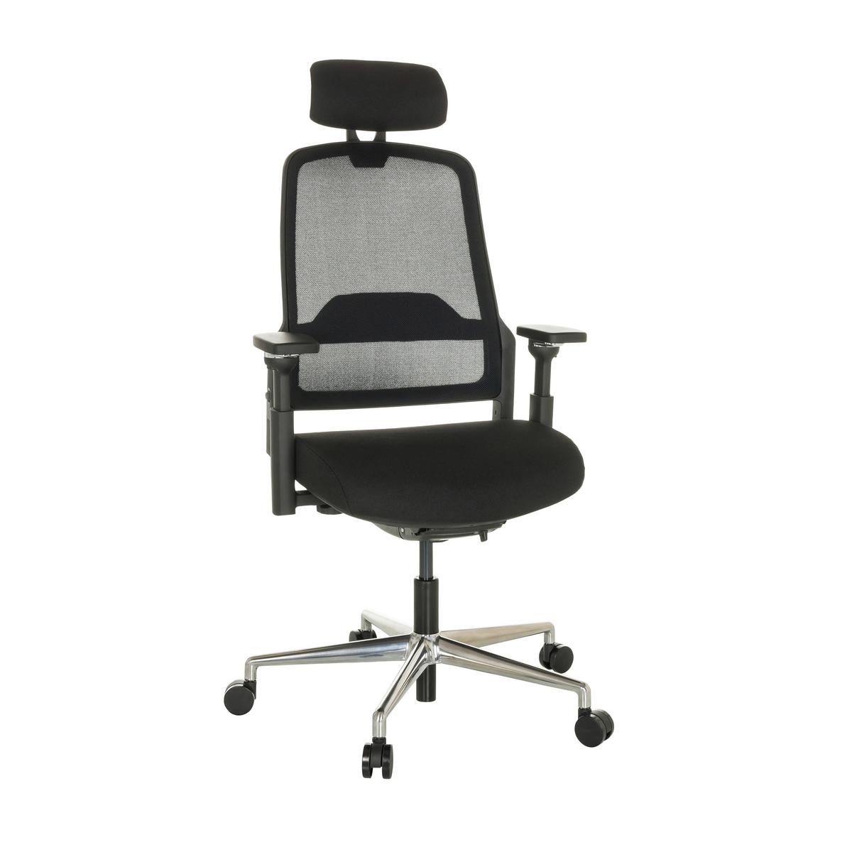 Drehstuhl Teraro AX Schwarz - Silberfarben/Schwarz, Basics, Kunststoff/Textil (65/111-126/61cm) - MID.YOU