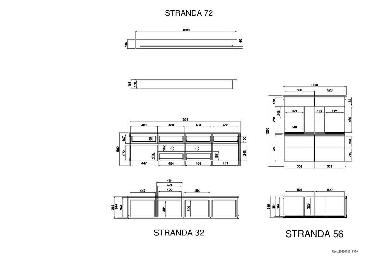 Wohnwand Stranda Eukalyptusfarben, 3-teilig - Eukalyptusholzfarben/Eichefarben, Design, Holzwerkstoff (319/170/39cm) - MID.YOU
