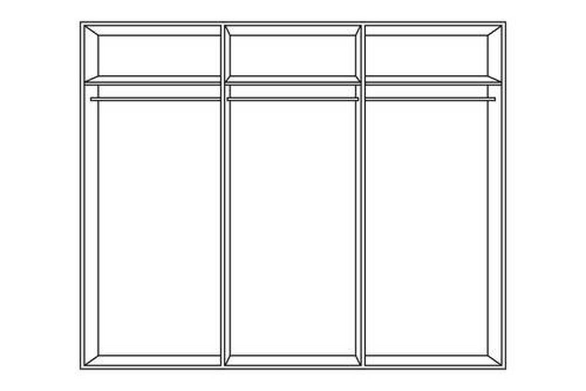Omara Z Drsnimi Vrati Ernie, Barva Hrasta, Z Ogledalom - barve hrasta/barve aluminija, Basics, kovina/leseni material (270/210/65cm) - MID.YOU