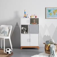 REGAŁ DLA DZIECI DANNY - kolor srebrny/kolor naturalny, Modern, materiał drewnopochodny/metal (60/103/34cm) - Bessagi Kids