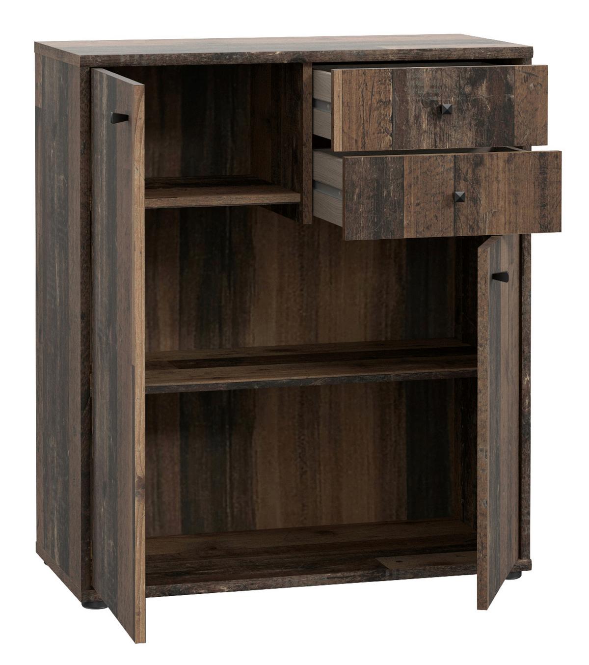 Komoda Tempra 2, Rjava - temno rjava/sivorjava, Design, leseni material (73,7/85,5/34,8cm)