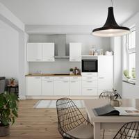 Küchenblock Touch Low m. Geräten Weiß - Edelstahlfarben/Eichefarben, MODERN, Holzwerkstoff/Metall (330cm) - Nobilia